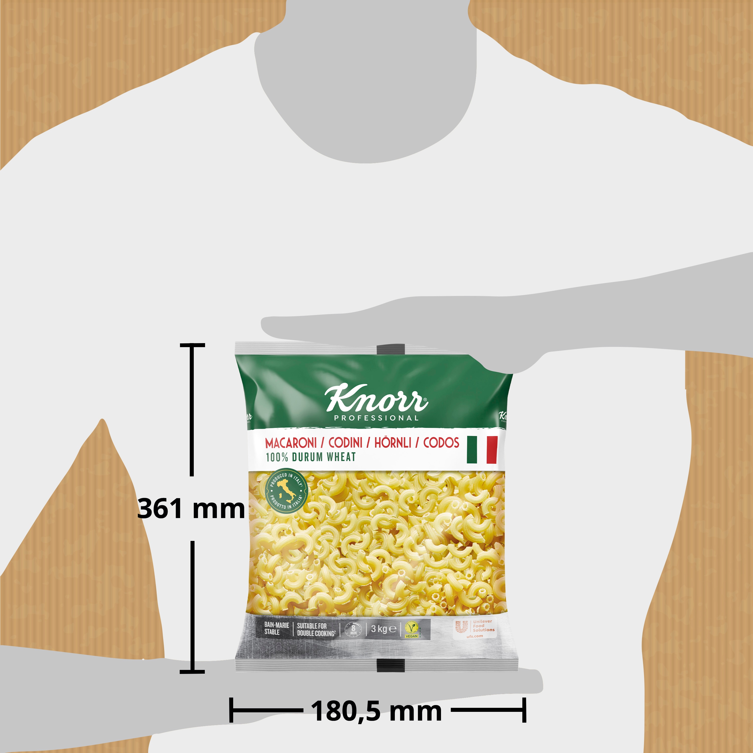 Knorr Pasta Codos 4x3kg - La gama de Pasta de Knorr Professional te inspira a crear platos con personalidad, gracias a sus formas auténticas y diversas.